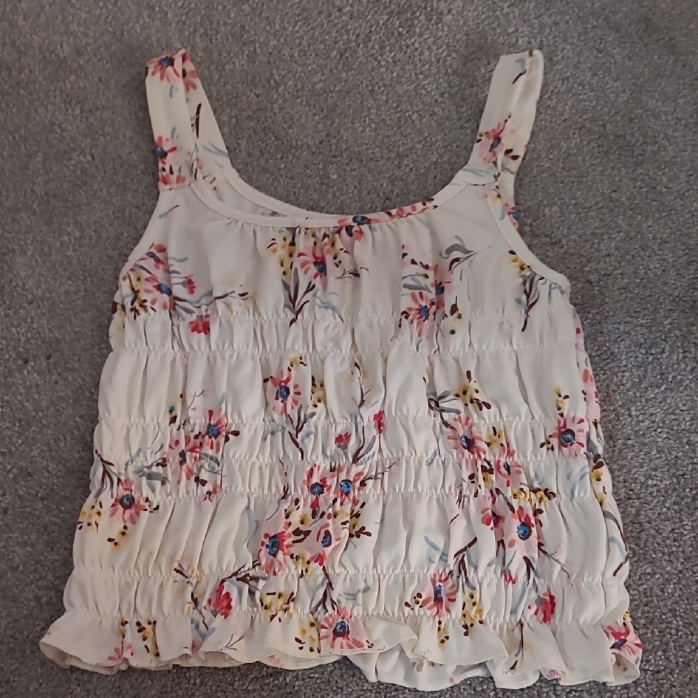 Walking on Sunshine Floral Sleeveless Top - Cream